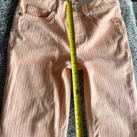 NWT LC Lauren Conrad Skinny Crop Mid Rise Lycra Stretch Jeans In Pink Striped - Picture 12 of 16
